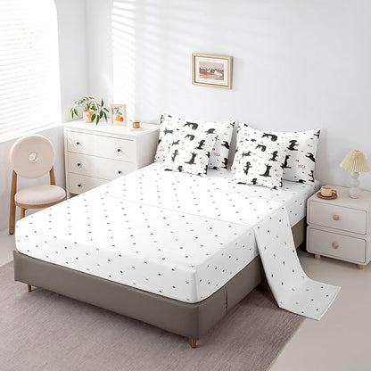 Feelyou Sausage Dog Bedding Set Boys Dachshund Comforter Set with Sheets 7 Piece Full Size for Kids Teens Ultra Soft Puppy Dog Bed in a Bag Kawaii Pet Brown Bed Set Room Decor
