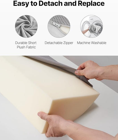VEVOR Bed Wedge Pillow for Headboard, King Size, 76"x10"x6" Bed Gap Filler, Fill 0-7" Gap Between Headboard and Mattress, Soft Plush Mattress Wedge Headboard Pillow with Side Pocket, for Backrest Gray