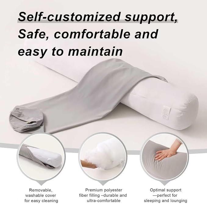 Cuddle Pillow – Body Pillow for Adults, Long Bolster Pillow for Bed, Soft & Supportive for Restful Sleep,39.37 x 7.87 Inches,Zinc Gray