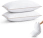 puredown® Goose Feather Down Pillows Queen Size Set of 2, Soft Fluffy Bed Pillow for Sleeping with 100% Cotton Cover, Medium Firm Luxury Hotel Collection Pillow for Back, Stomach or Side Sleeper
