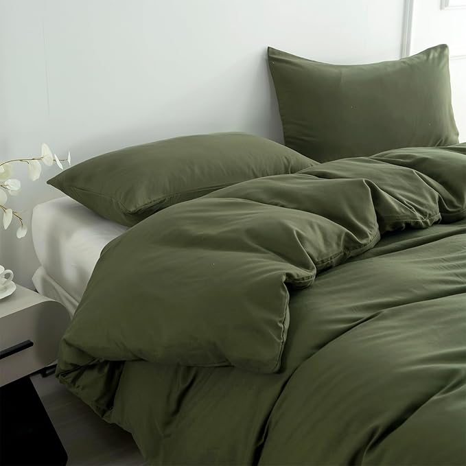Jane yre Green Duvet Cover King 100% Brushed Microfiber 3 Pieces Duvet Cover King Green 1 Duvet Cover +2 Pillowcases with Zipper Closure Luxury Soft Breathable Comfy