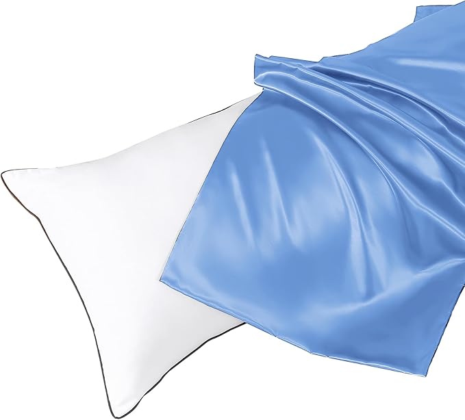 HUXMEYSON Body Pillow with Satin Pillowcase, Body Pillow for Adults, Removable Cover, Light Blue (20"x54")