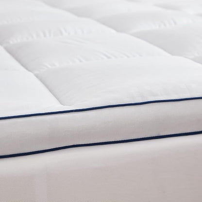 Mattress Pad Cover Pillow Top with Stretches to 18” Deep Pocket Fits Up to 8”-21” Cooling White Bed Topper (White-Thick, Twin)