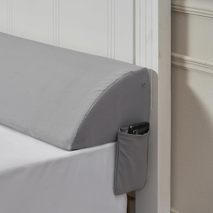 VEVOR Bed Wedge Pillow for Headboard, King Size, 72"x10"x6" Bed Gap Filler, Fill 0-7" Gap Between Headboard and Mattress, 25D Foam Mattress Wedge Headboard Pillow with Side Pocket, for Backrest, Gray