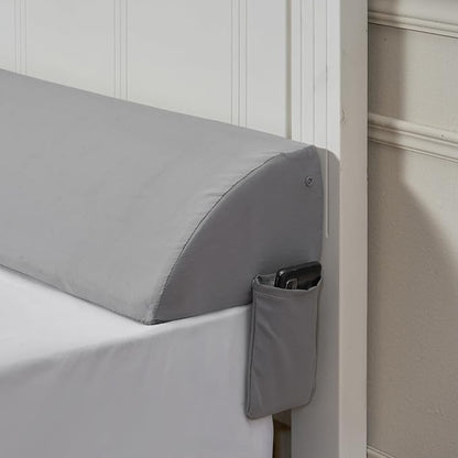 VEVOR Bed Wedge Pillow for Headboard, King Size, 72"x10"x6" Bed Gap Filler, Fill 0-7" Gap Between Headboard and Mattress, 25D Foam Mattress Wedge Headboard Pillow with Side Pocket, for Backrest, Gray