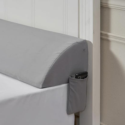 VEVOR Bed Wedge Pillow for Headboard, King Size, 76"x8"x6" Bed Gap Filler, Fill 0-5" Gap Between Headboard and Mattress, 25D Foam Mattress Wedge Headboard Pillow with Side Pocket, for Backrest, Gray