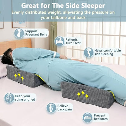 KAAMOS Positioning Wedge Pillow for Side Sleeping Bed Wedges for Adults (2 in 1) Bed Sore Turning Wedges for Elderly Foam Incline Positioning Pillows for Bedridden After Surgery