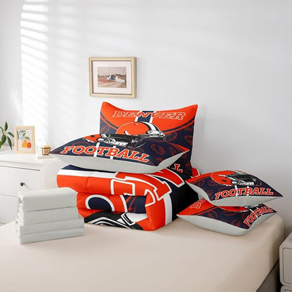 Feelyou Football Comforter Set with Sheets 7 Piece Full Size Ball Games Bedding Set for Kids Boys Girls Rugby Bed in a Bag City of Footballs Room Decor Rugby Sports Soft Lightweight