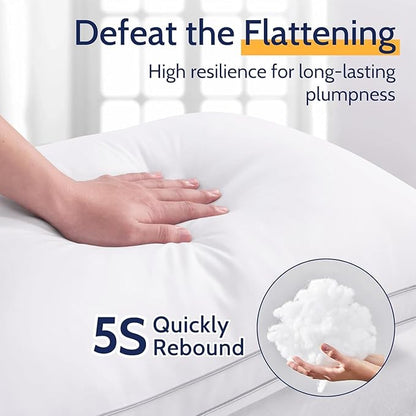 Standard Size Pillows Set of 4, Bed Pillows for Sleeping 4 Pack, Luxury Hotel Quality, Supportive Standard Pillows with Soft Down Alternative for Back Stomach Side Sleepers, Machine Washable
