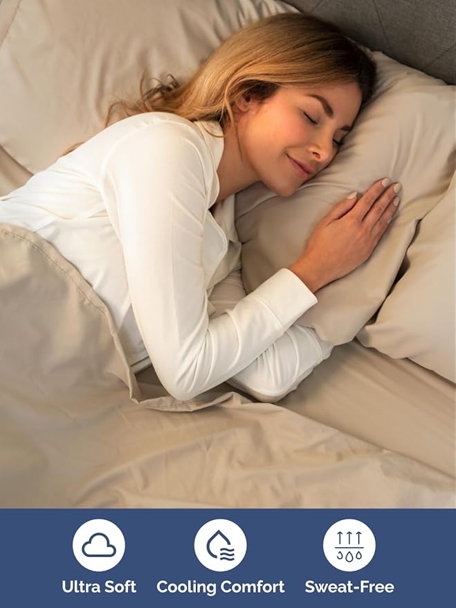 Extra Deep Split King Sheet Set - 7 Piece Breathable & Cooling Sheets - Hotel Luxury Bed Sheets Set - Easy & Secure Fit - Soft, Wrinkle Free & Comfy Sheets Set - Cream Sheet Set w/Extra Deep Pockets