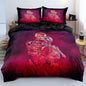 3D Skull Lover Pattren Duvet Cover Set Twin Size Red Smoke Background Bedding Set Halloween Comforter Cover Cool Bedroom Decor