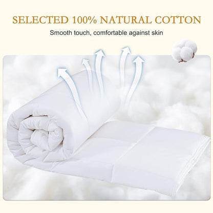 YOUR MOON Luxurious All Season Wool Comforter Queen Size, 100% Natural Australian Wool Filling, Hypoallergenic Comforter Duvet Insert, Noiseless Cotton Shell (White)