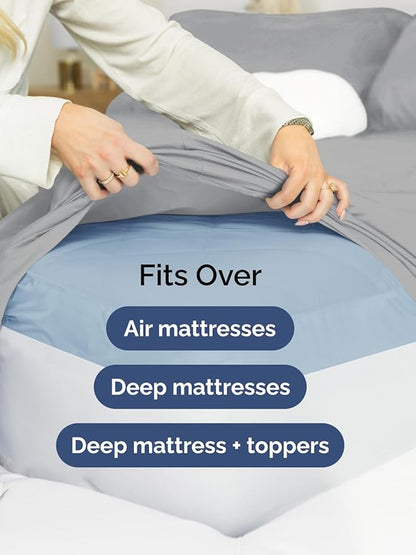 Extra Deep Cal King Sheet Set - 6 Piece Breathable and Cooling Sheets - Hotel Luxury Bed Sheets Set - Easy Fit - Soft, Wrinkle Free and Comfy Sheets Set - Steel Blue Sheet Set with Extra Deep Pockets