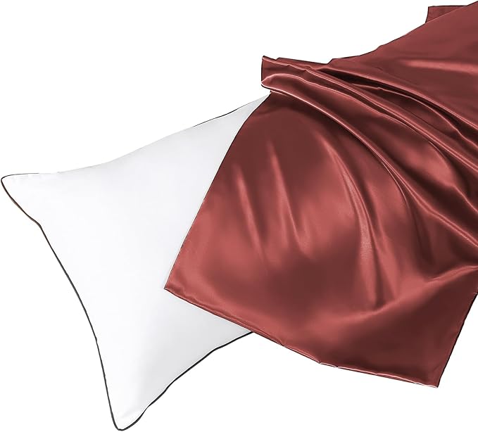 HUXMEYSON Body Pillow with Satin Pillowcase, Body Pillow for Adults, Removable Cover, Wine Red (20"x54")