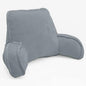 Super Soft Velvety Backrest Reading Bed Rest Pillow with Arms and Pockets 18" H for Sitting in Bed Couch Sofa, Back Support Wedge Cushion with Removable Cover, 20" x 18" x17", Griffin Gray