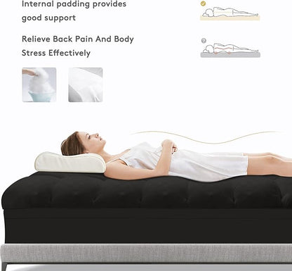 Mattress Topper Twin,Extra Thick Mattress Pad Cover for Back Pain,Cooling Mattress Protector with 8-21 Inch Deep Pocket,Overfilled Down Alternative Filling,Black