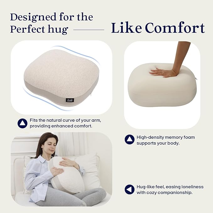 ZonLi Weighted Pillow for Adults 6.5Lbs, Washable Hug Pillow Get Better Sleep, Detachable Sensory Body Weighted Pillows, Memory Foam Bed Pillow (Beige)