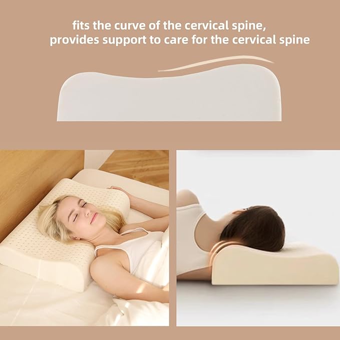 Natural Latex Neck Support Pillow-Medium Firmness，No Shoulder Pressure,Suit for Side & Back Sleeping,Cervical Traction Design, Ergonomic Relief for Neck & Shoulder Pain(23.6"Lx15.7"Wx(3.9/4.7")H)