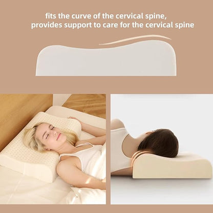 Natural Latex Neck Support Pillow-Medium Firmness，No Shoulder Pressure,Suit for Side & Back Sleeping,Cervical Traction Design, Ergonomic Relief for Neck & Shoulder Pain(23.6"Lx15.7"Wx(3.9/4.7")H)