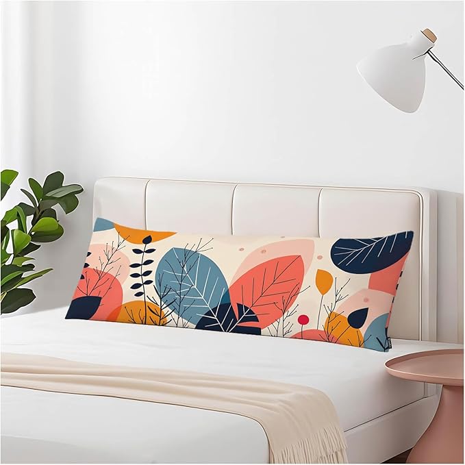 Abstract Floral Body Pillow Pillowcase Tropical Leaves Colorful Body Pillow Cushion Covers, 20x54 Inch Bedding Pillows Protector Farmhouse Body Pillowcases for Home Couch Sofa