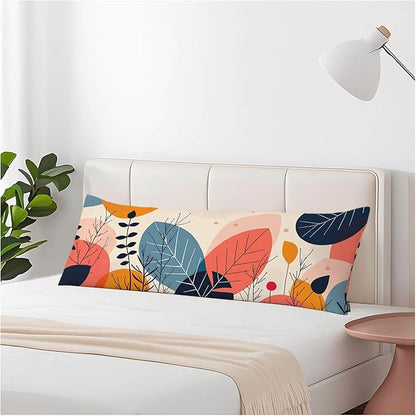 Abstract Floral Body Pillow Pillowcase Tropical Leaves Colorful Body Pillow Cushion Covers, 20x54 Inch Bedding Pillows Protector Farmhouse Body Pillowcases for Home Couch Sofa