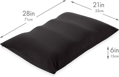 PILLOWY Premium Microbead Bed Pillow, X-Large Extra Fluffy But Supportive - Ultra Comfortable Sleep with Silk Like Anti Aging Cover 85% Spandex/ 15% Nylon Breathable, Cooling Matte Black