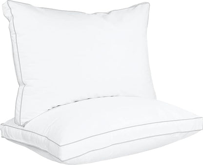 Utopia Bedding Bed Pillows for Sleeping Queen Size (White), Set of 2, Soft & Fluffy Pillow with Down Alternative Filling, Cooling, Hotel Quality, Gusseted Pillow for Back, Stomach or Side Sleepers