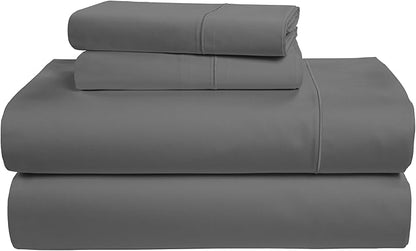 LANE LINEN 100% Egyptian Cotton King Sheets Set, Soft & Comfy Sateen Weave No Pill Mercerized Cotton Sheets King, Fully Elasticized Reinforced French Seam Fitted King Bed Sheets – Charcoal Gray