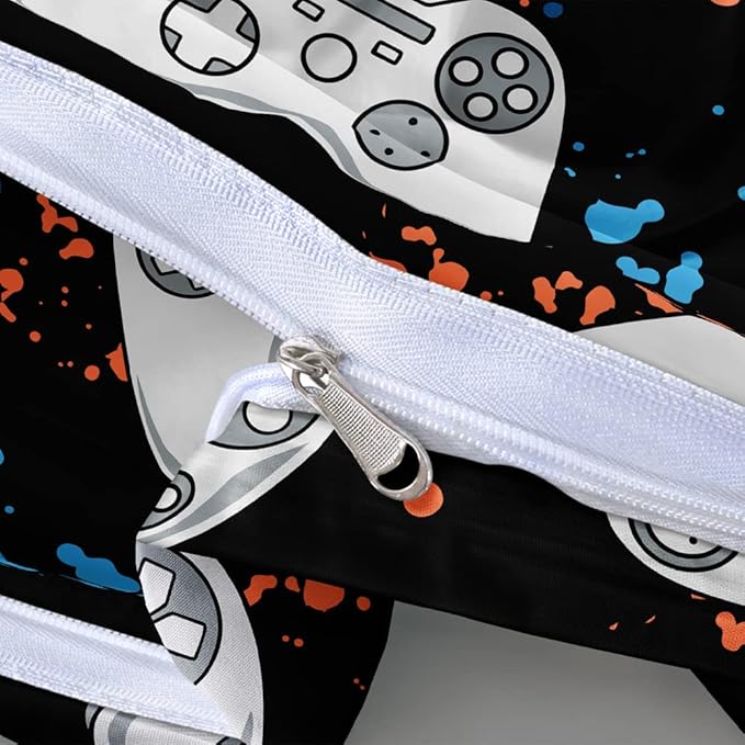 Gamer Bedding Set - Full Size Gaming Duvet Cover, Boys Video Games Comforter, Bed Set for Teen Boys' Bedroom, Boy Gamer Room Decor