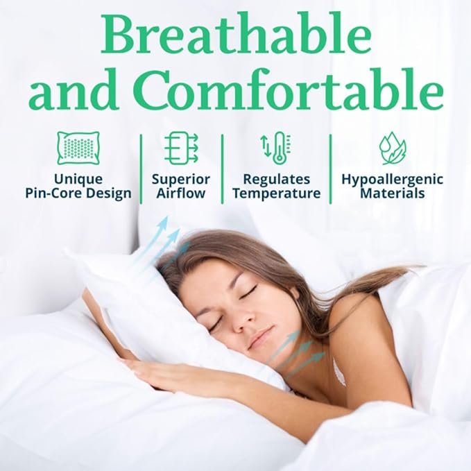 OrganicTextiles Talalay Latex Pillow with Organic Cotton Cover (King Size, Firm), GOTS Certified, Bed Pillow for Sleeping, Neck Pain Relief Help, Head Support, for Side Back Stomach Sleeper