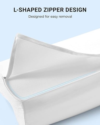 Elviros Memory Foam Pillows for Neck Pain Relief, Adjustable Height Ergonomic Orthopedic Pillow for Sleeping, Cervical Neck Pillow for Side and Back Sleepers, Queen Size, 23.6"×14"×5.3"