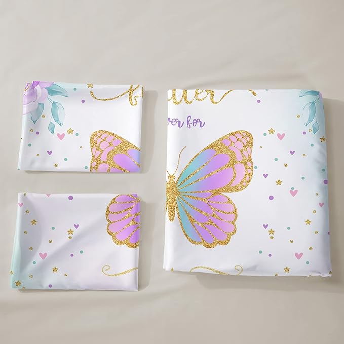 CVHOUSE Butterfly Duvet Cover Set Full Size,Butterfly Bedding Set,Butterflies Printed Comforter Cover Set for Girls Kids Teens,1 Quilt Cover 2 Pillowcases 3 Piece