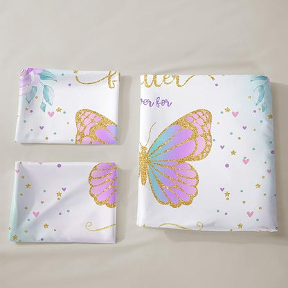 CVHOUSE Butterfly Duvet Cover Set Full Size,Butterfly Bedding Set,Butterflies Printed Comforter Cover Set for Girls Kids Teens,1 Quilt Cover 2 Pillowcases 3 Piece
