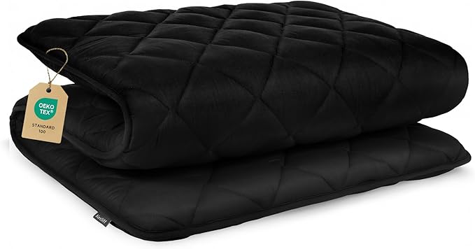 Aircliff Japanese Floor Futon Mattress, Roll Up Tatami Mat, Sleeping Pad, Shikibuton, Portable Foam Floor Bed Mattress for Sleeping, Dormitory, Guest Bed, Designed in Japan(Black, Twin)