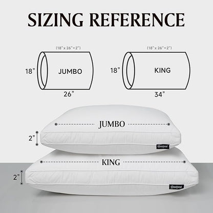 Beautyrest Goose Feather Down Fiber Gusseted Pillows, Hotel Pillow Luxury Bed Pillows, 100% Cotton Cover, King Size Set of 2
