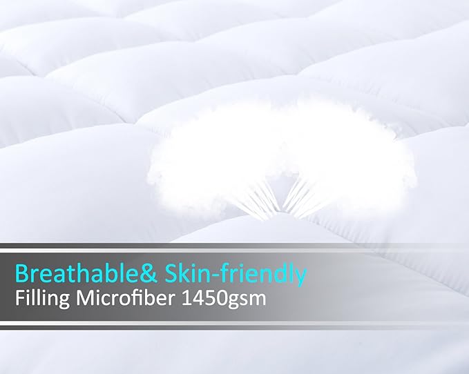 Mattress Topper Twin Size 2 inch Thick Down Alternative Quilted Mattress Cover Soft and Warm Mattress Pad for All Seasons