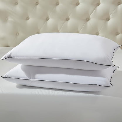 APSMILE Luxury Goose Feather Pillow for Sleeping, Medium Firm Feather Down Pillows King Size Set of 2,600TC Organic Cotton Cover Hotel Collection Bed Pillows (White, 20"x36")