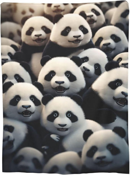 Cute Baby Pandas Blanket Gifts for Panda Lover Adults Kids Girls Flannel Throw Blankets Soft Fuzzy Lightweight for Home Decor Couch Bed Sofa 60x50 Inches