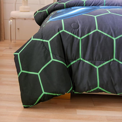 NTBED Game Console Comforter Set for Boys Girls Kids Geometric Gaming Lightweight Microfiber Gamer Bedding Sets (Multi, Full 5Pcs)