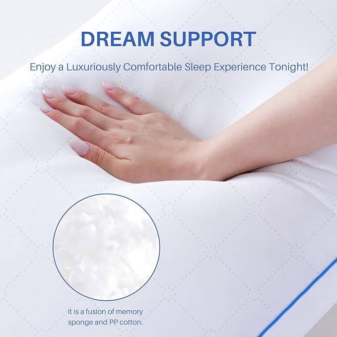YZ HOME Long Body Pillow for Adults - Firm Body Pillow Insert with Shredded White Memory Foam, Adjustable Height, Soft Support for Side Sleeping, Pregnant Women, Washable (White, 20x54 Inch)