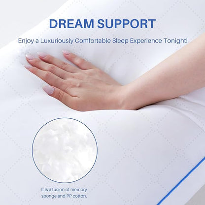 YZ HOME Long Body Pillow for Adults - Firm Body Pillow Insert with Shredded White Memory Foam, Adjustable Height, Soft Support for Side Sleeping, Pregnant Women, Washable (White, 20x54 Inch)