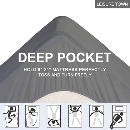 LEISURE TOWN King Mattress Pad Fitted Quilted Cotton Mattress Cover Cooling Soft Pillow Top Mattress Topper with Down Alternative Filling Mattress Protector with 8-21 Deep Pocket (78x80 Inch Grey)