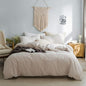 Beige Duvet Cover Queen, 100% Washed Cotton Linen Like Textured Solid Color Casual Modern Style Beige Bedding Set, with Zipper Closure, Luxury Soft Relaxed Feel Natural Wrinkled Comfy (3pcs, Queen)