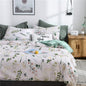 Floral Duvet Cover Queen 100% Soft Cotton 3 Pieces Queen Botanical Bedding Set Reversible Floral Themed Blossom Fresh Plant Duvet Cover, with Zipper Closure, Breathable (No Comforter)