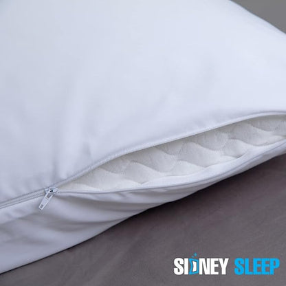 Sidney Sleep Curved Pillow Covers - Full Length Zipper Closure - Premium Soft Brushed Microfiber - 20 x 37 Inches - Fits Curved Side Sleeper Pillows (King, White)