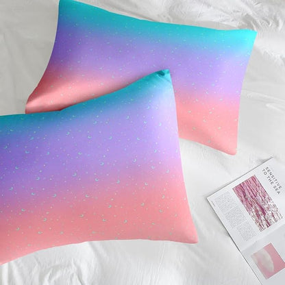 Comforter Set Queen Size, Colorful Rainbow Star 7 Pcs Bedding for Kids and Adults, Happy Dream Space Bed Sheet Sets with Fitted Sheet 2 Pillowcases & 2 Shams for Bedroom Bed Decor