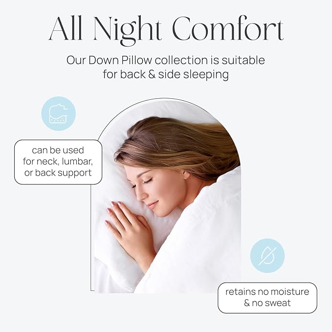 Pure Dream Firm Pillow - King Pillow Medium Support, King Size 20x36 Inch Goose Feather Down Pillows, 100% Cotton Shell, Pack of 1