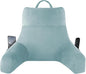 Reading Pillow with Arms For Adult, Back Pillow for Bed Sitting Up, Shredded Memory Foam Backrest Pillow with Pockets & Removable Washable Cover, Lounging, Watching TV, Reading(20in Lake Blue)