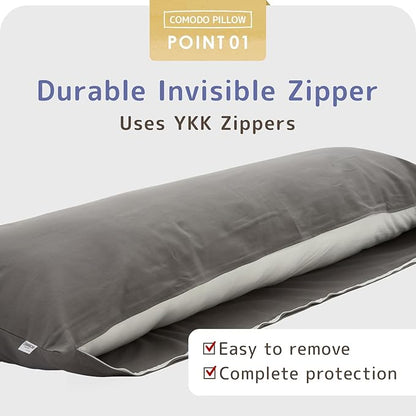 Comodo Body Pillow Cover with Zipper (Made in Japan / 63 x 20 inch (160 x 50cm) / Black) Dakimakura Pillow (Anime/Maternity) 100% Cotton CMC9000R - Washable