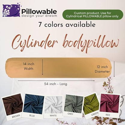 Case ONLY - Beige 54x12 inches Round Body Pillowcase - Cover Only - Zipper Pillowcase - 100% Brushed Microfiber - Bolster Pillow Cover - Fits Only Round Body Pillow